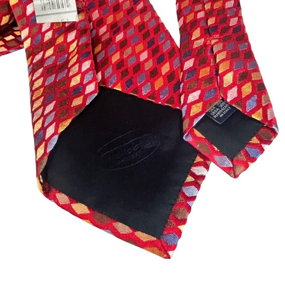 Talbots Mens Necktie Hand Made Sheen Ombre Effect Silk Geometric Cubes Embossed - Picture 5 of 10